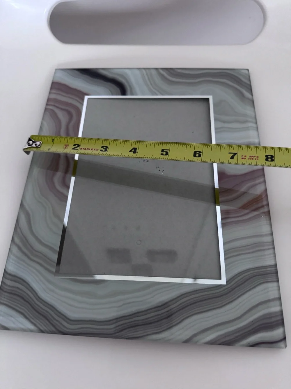 Modern Faux Agate Glass 4x6 Picture Frame Gray Marble Geode Decor Contemporary